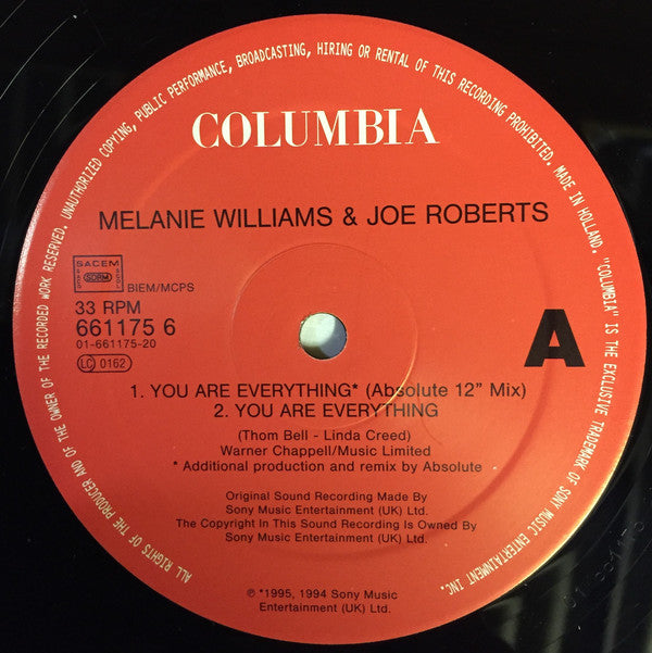 Melanie Williams & Joe Roberts : You Are Everything (12")