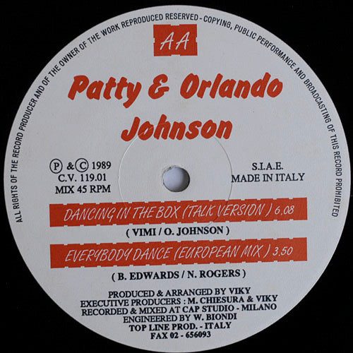 Patty & Orlando Johnson : Everybody Dance Medley Dancing In The Box (12")