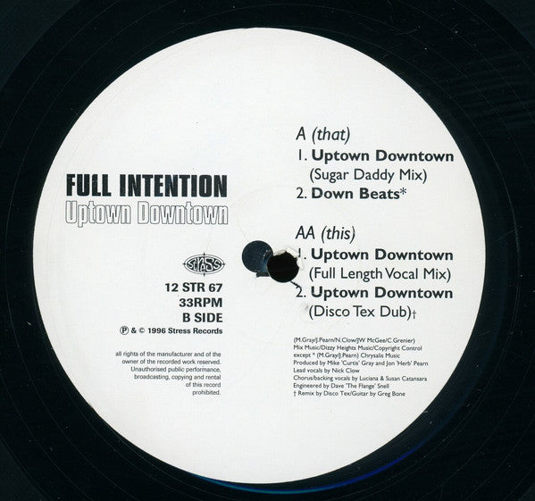 Full Intention : Uptown Downtown (12")