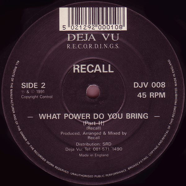 Recall : Driller Killer / What Power Do You Bring (Part II) (12")
