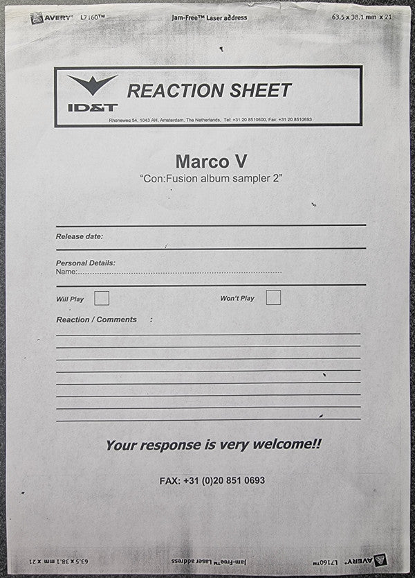 Marco V : Con:Fusion Album Sampler 2 (2x12", Promo, Smplr, W/Lbl)