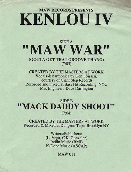 Kenlou IV* : MAW War (Gotta Get That Groove Thang) (12", Promo, W/Lbl)