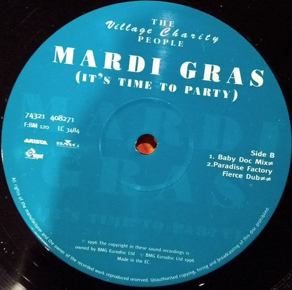 The Village Charity People : Mardi Gras (It's Time To Party) (12")