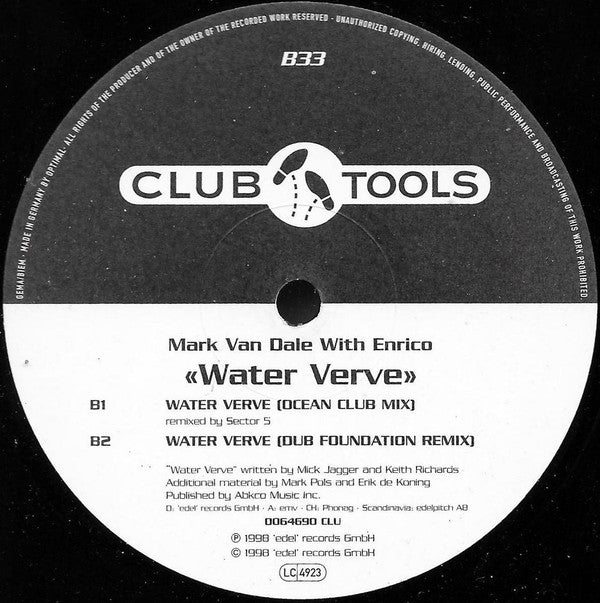 Mark Van Dale With Enrico : Water Verve (12")