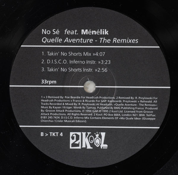 No Sé Feat. Menelik : Quelle Aventure - The Remixes (12")