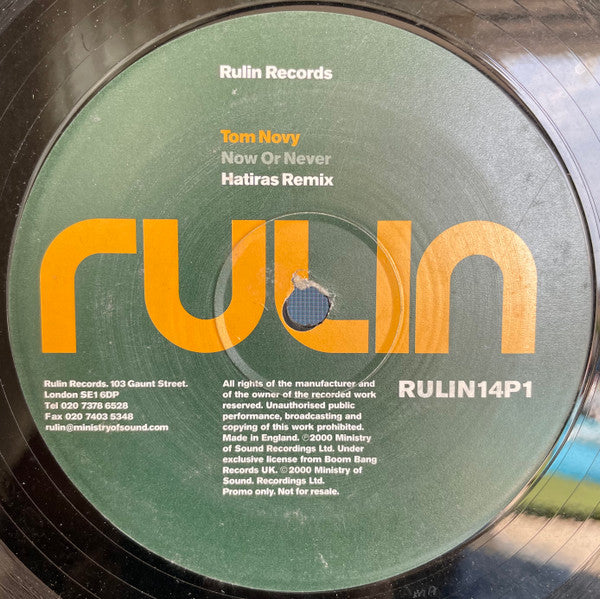 Tom Novy : Now Or Never (12", S/Sided, Promo)