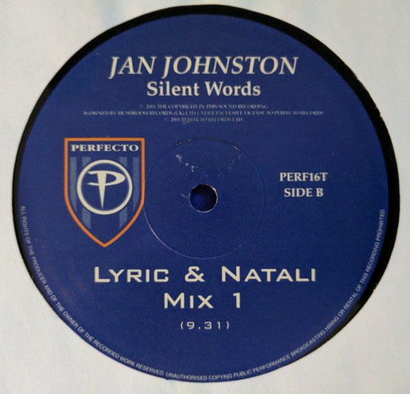 Jan Johnston : Silent Words (12")