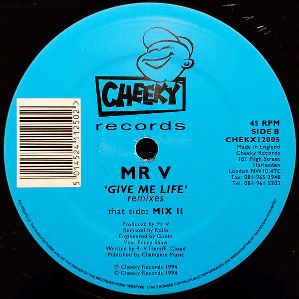 Mr. V.* : Give Me Life (Remix) (12", Single)