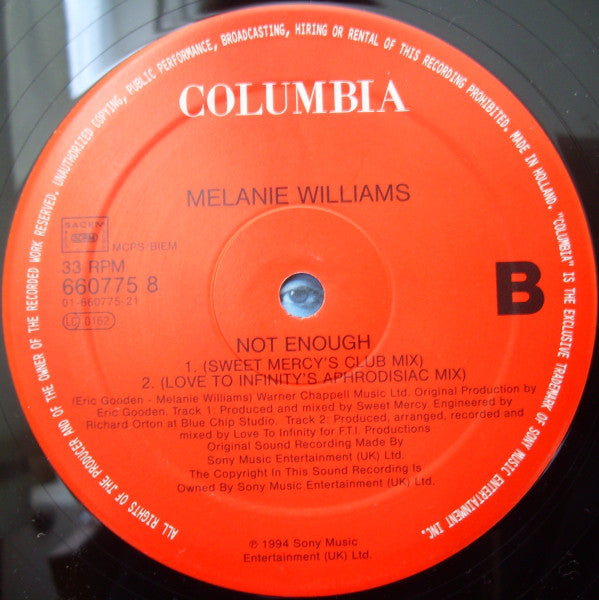 Melanie Williams : Not Enough? (12", Single)