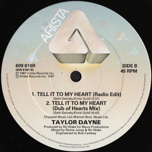 Taylor Dayne : Tell It To My Heart (House Of Hearts Mix) (12", Single, M/Print)