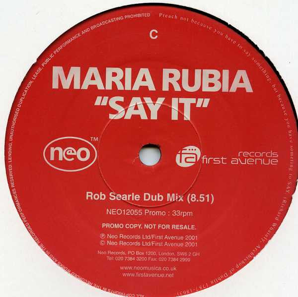 Maria Rubia : Say It (2x12", Promo)