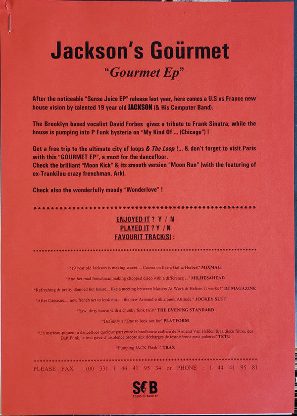 Jackson's Gourmet* : Gourmet E.P (12", EP, Maxi)
