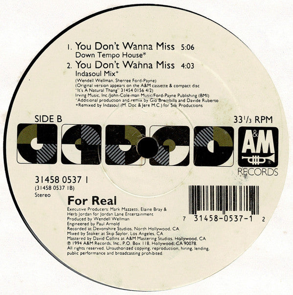 For Real : You Don't Wanna Miss (12")