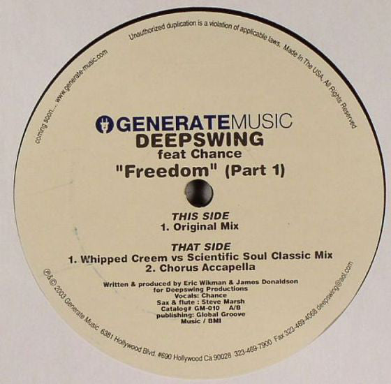 Deep Swing Feat Chance : Freedom (Part 1) (12")