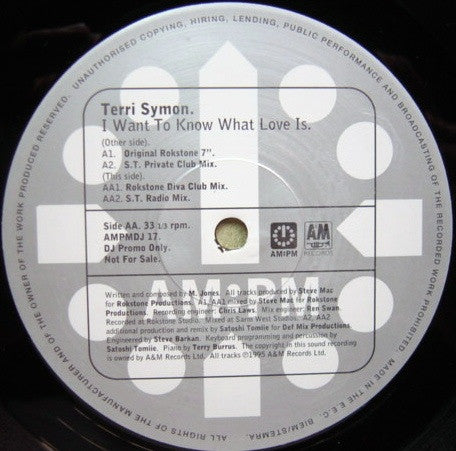 Terri Symon : I Want To Know What Love Is (12", Promo)