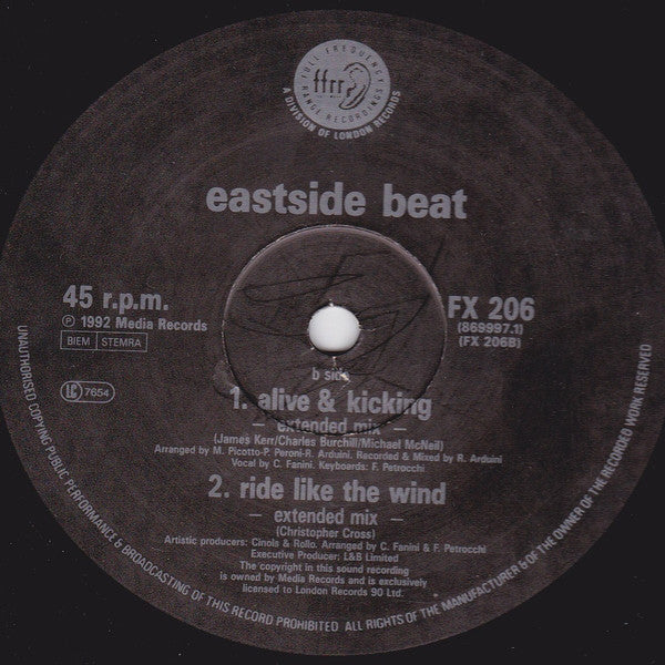 East Side Beat : Alive & Kicking / Ride Like The Wind (12")