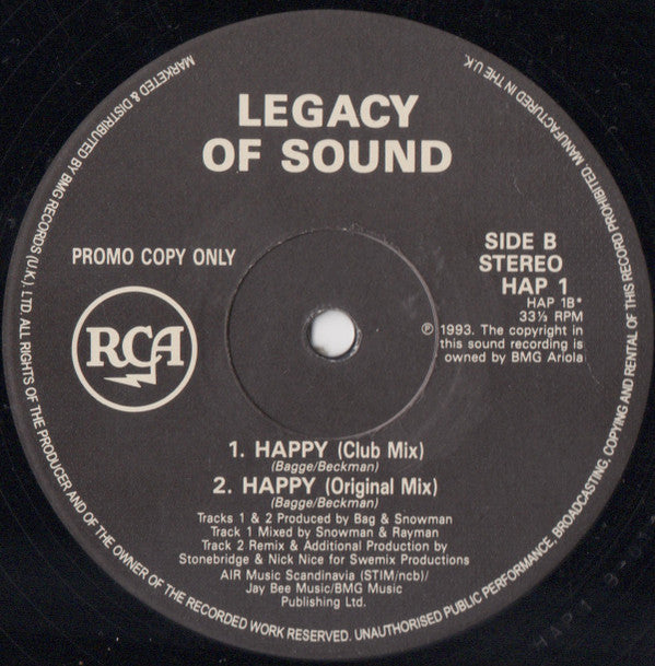 Legacy Of Sound : Happy (12", Promo)