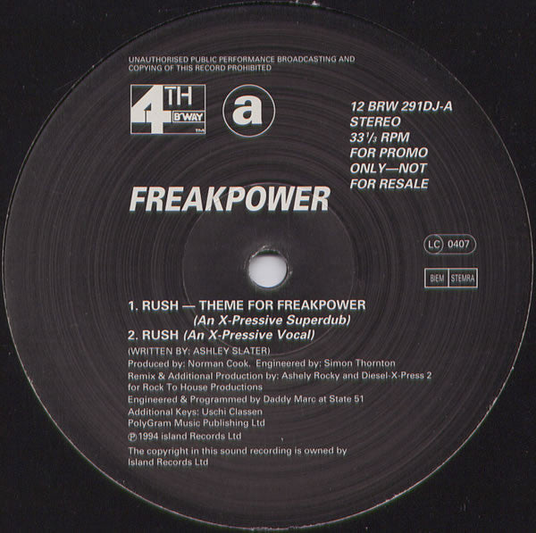 Freak Power : Rush (12", Promo)