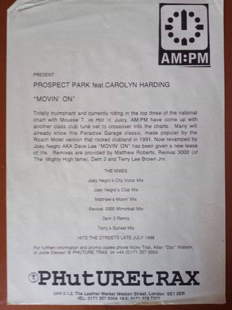 Prospect Park Feat. Carolyn Harding : Movin' On (2x12", Promo)