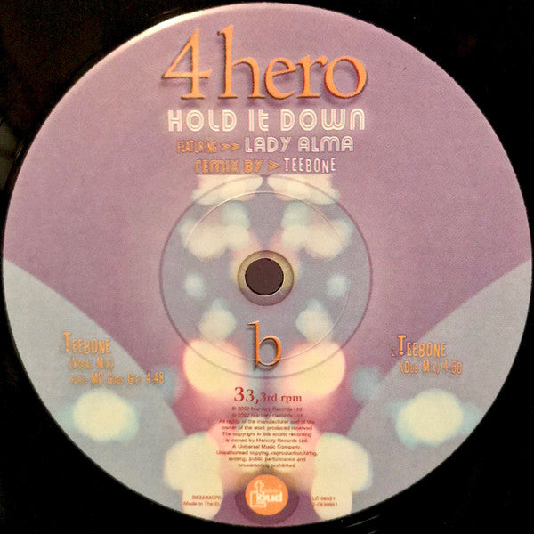 4 Hero Featuring Lady Alma : Hold It Down (Remixes) (12", Single)