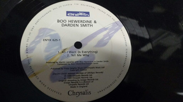 Boo Hewerdine And Darden Smith : All I Want (Is Everything) (12")