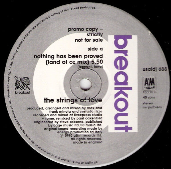 The Strings Of Love : Nothing Has Been Proved (12", Promo)
