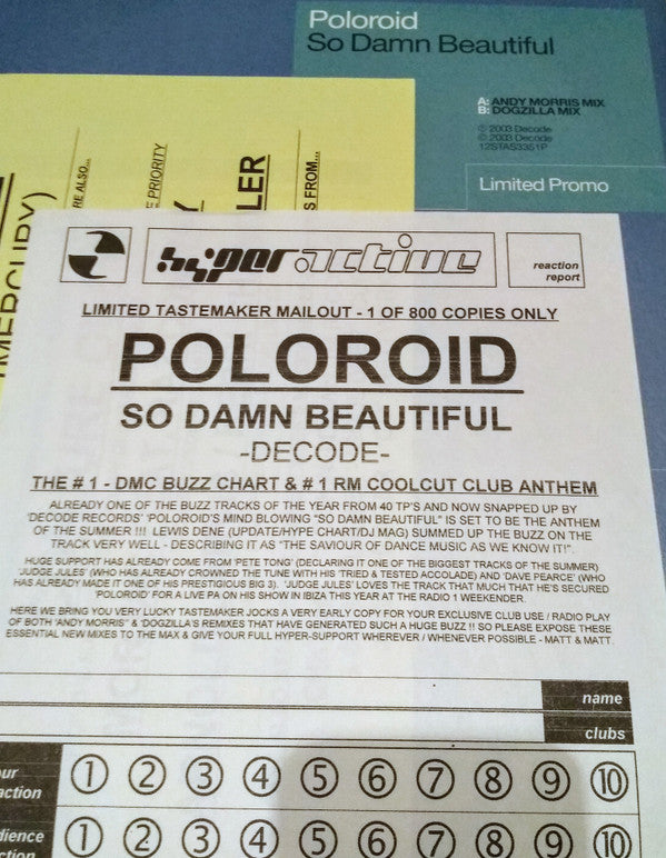 Poloroid : So Damn Beautiful (12", Ltd, Promo)