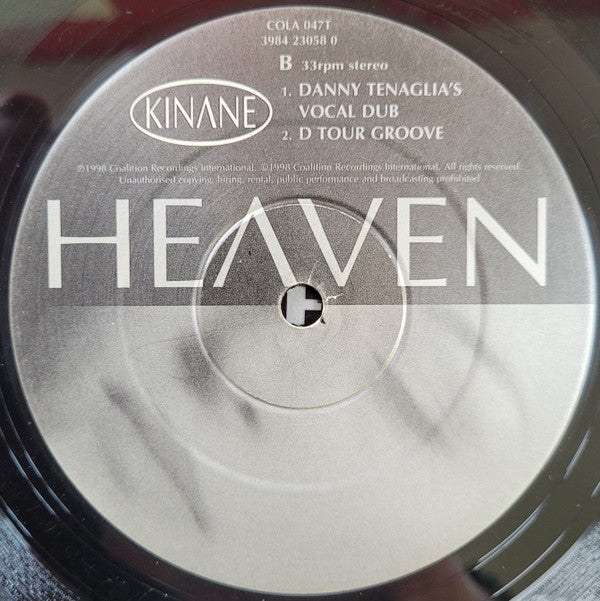 Kinane : Heaven (Danny Tenaglia Mixes) (12", Promo)