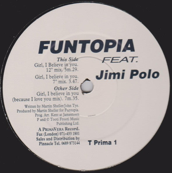 Funtopia : Girl, I Believe In You (12", Single)