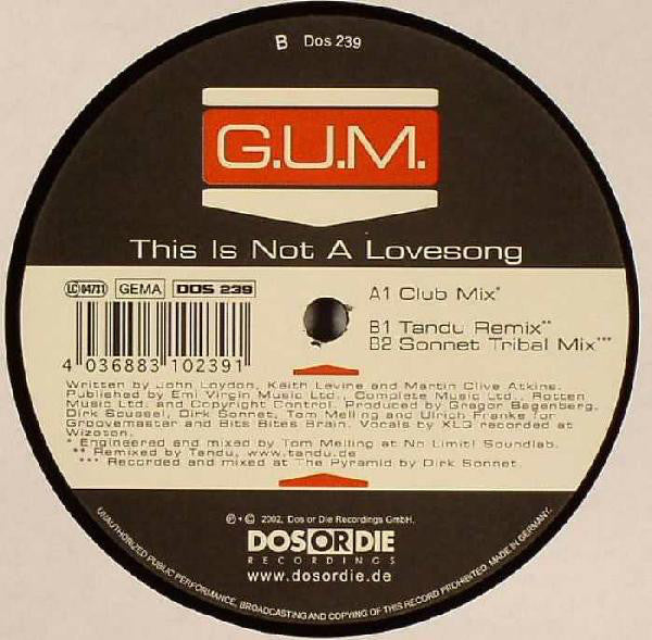 G.U.M. : This Is Not A Lovesong (12")