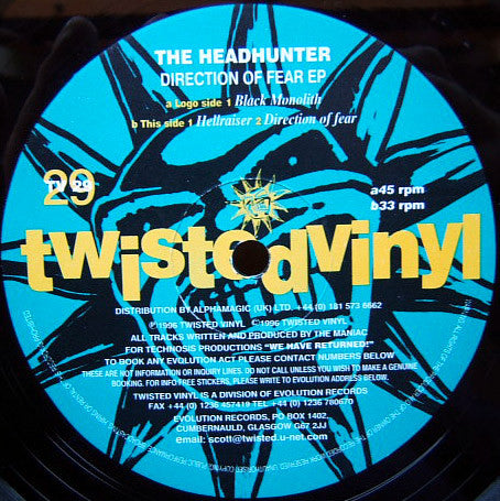 The Headhunter (4) : Direction Of Fear EP (12", EP)