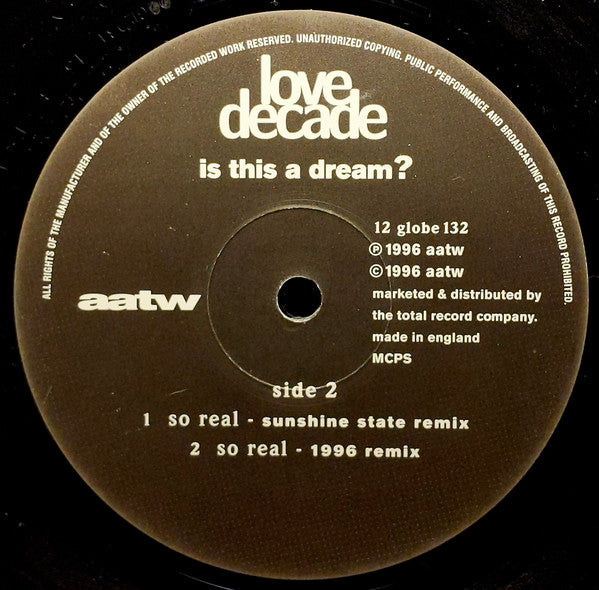Love Decade : Is This A Dream? / So Real (The 1996 Remixes) (12")