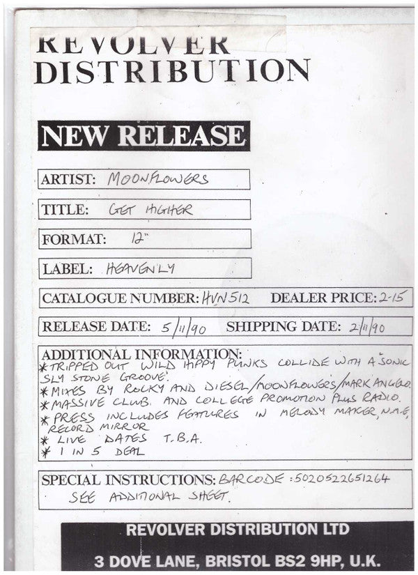 Moonflowers (2) : Get Higher (12", EP)