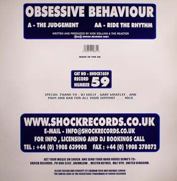 Obsessive Behaviour : The Judgement / Ride Da Rhythm (12")