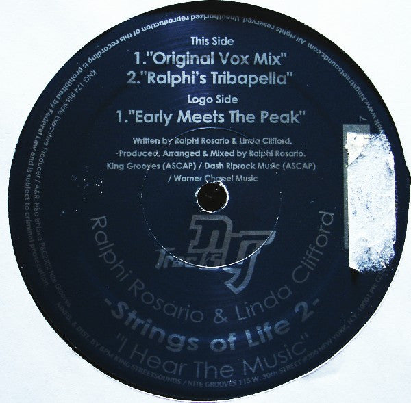 Ralphi Rosario & Linda Clifford : Strings Of Life 2: I Hear The Music (12")