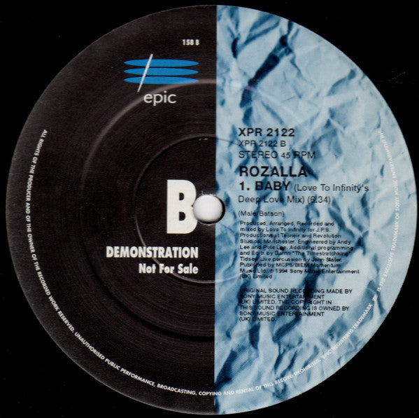Rozalla : Baby (12", Single, Promo)