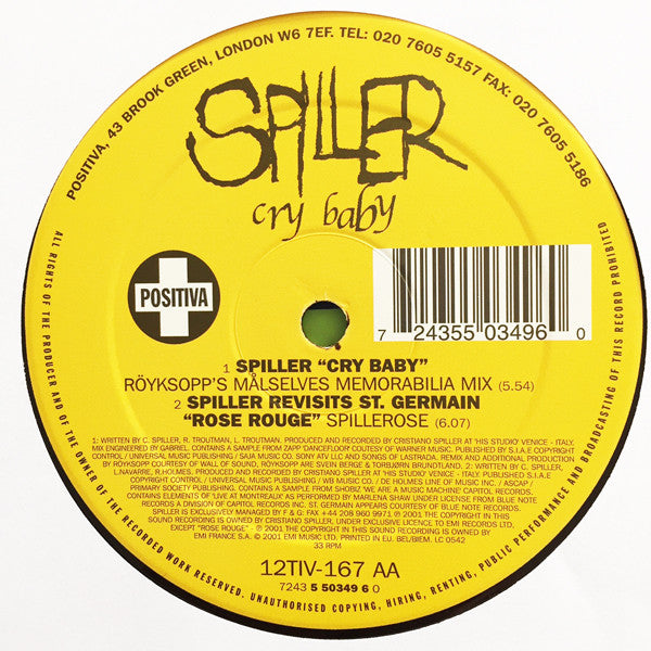 Spiller : Cry Baby (12")