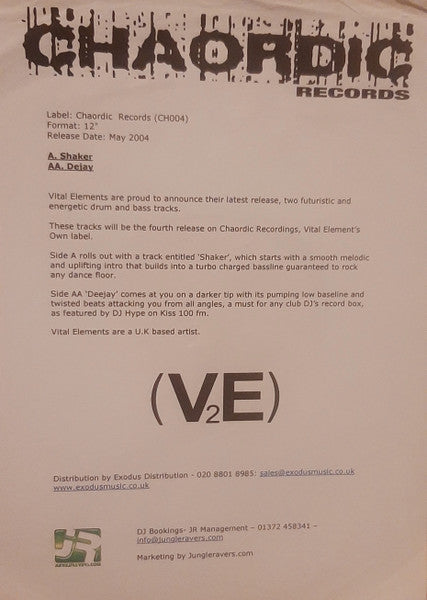 Vital Elements : Shaker / Dejay (12", Promo, W/Lbl)