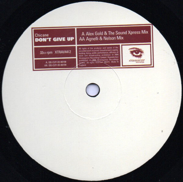Chicane Featuring Bryan Adams : Don't Give Up 2004 (12")