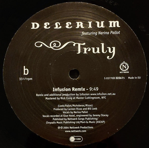 Delerium Featuring Nerina Pallot : Truly (Remixes By Signum & Infusion) (12", Single)
