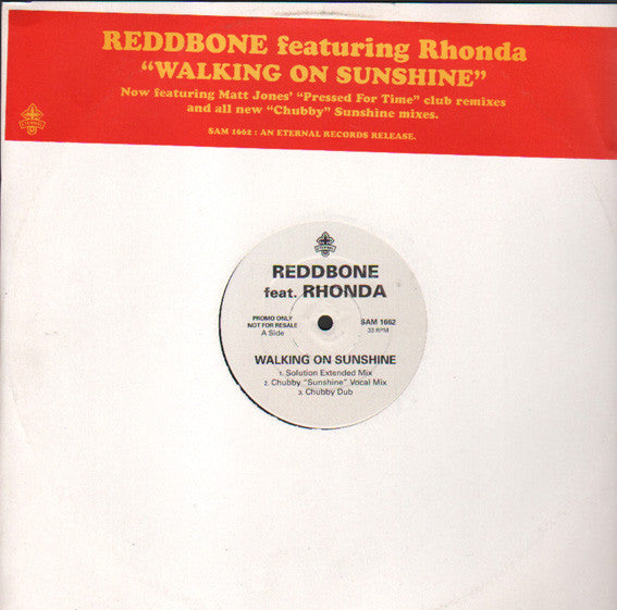 Reddbone Featuring Rhonda : Walking On Sunshine (12", Promo)