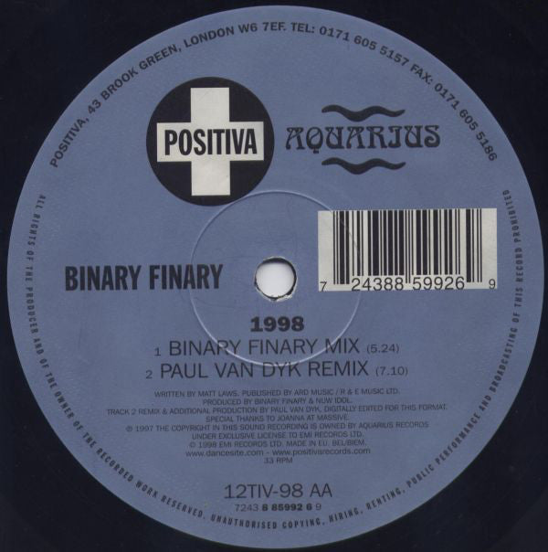 Binary Finary : 1998 (12")