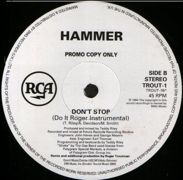 MC Hammer : Don't Stop (12", Promo)