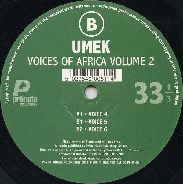 Umek : Voices Of Africa Volume 2 (12")