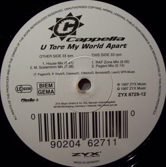 Cappella : U Tore My World Apart (12")