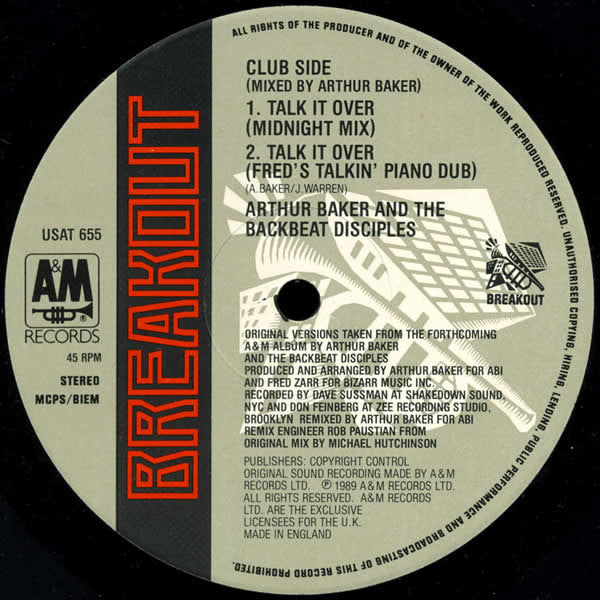 Arthur Baker And The Backbeat Disciples : Talk It Over (12")