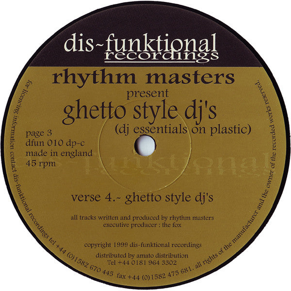 Rhythm Masters : Ghetto Style DJ's (DJ Essentials On Plastic) (2x12")