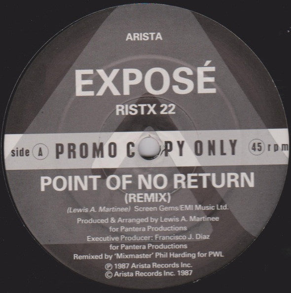Exposé : Point Of No Return (U.K. Remix) (12", Promo)