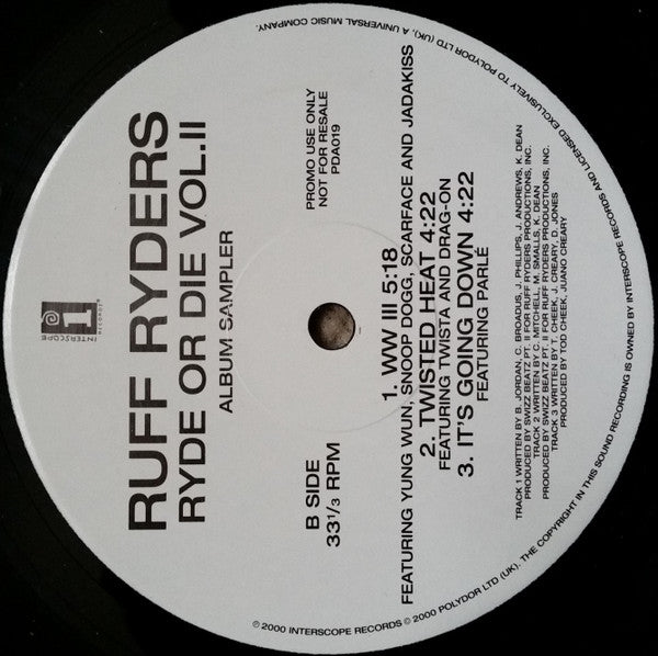 Ruff Ryders : Ryde Or Die Vol. II (Album Sampler) (12", Promo, Smplr)