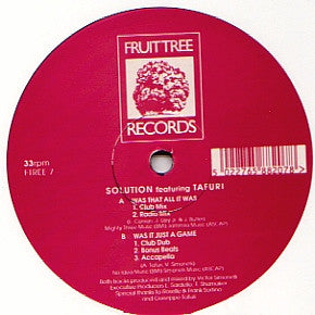 Solution Featuring Tafuri : Was That All It Was / Was It Just A Game (12")